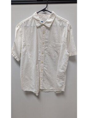 Old Navy White "Everyday Shirt" Linen-Blend Button Down Shirt